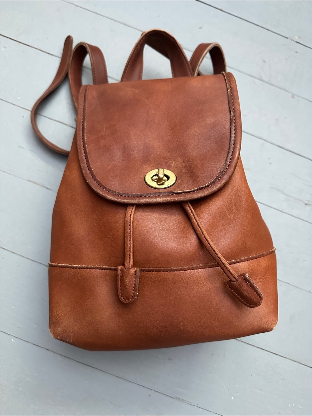 Coach Mini Leather Daypack Backpack Purse English Glove Tan Brown Brass Vintage - Picture 11 of 11